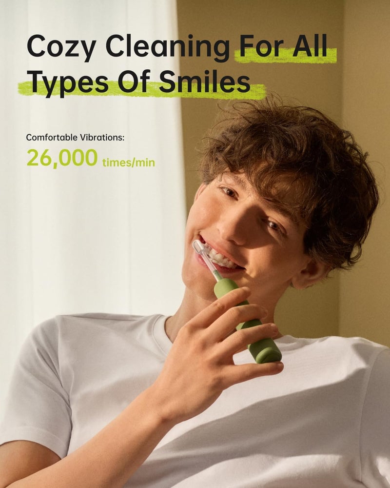 Laifen Wave Special Electric Toothbrush, New 2025 Version Oscillation & Vibration Sonic Electric Toothbrush for Adults with App, 2 Brush Heads, IP68 Waterproof Travel Powered Toothbrush (Meadow Green) - Image 4